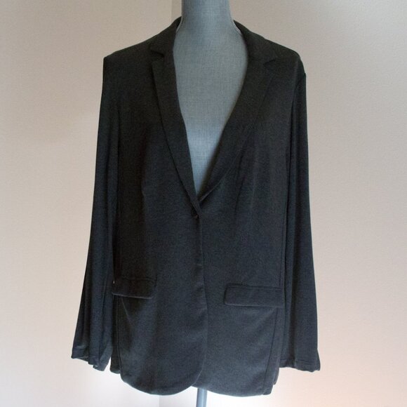 MAGASCHONI WOMAN One Button Knit Blazer Jacket - Charcoal Gray - Size 1X - Picture 1 of 6